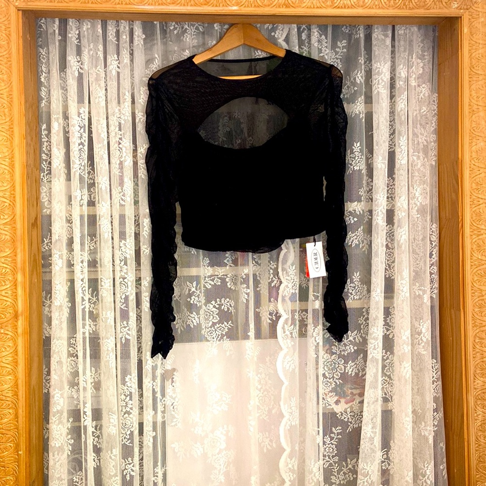 Cider black mesh crop top new with tags